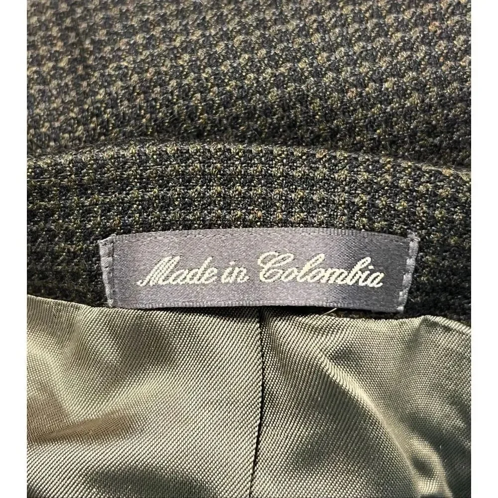 ☑️ Oscar de la Renta Wool Sport Coat Blazer Brown Check 2 Button 46R